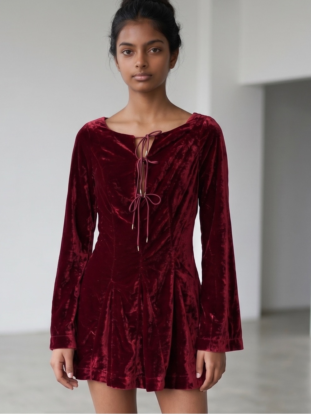 NWT- Free People Linney velvet mini dress. Size small? See measurements below. - Picture 2 of 12